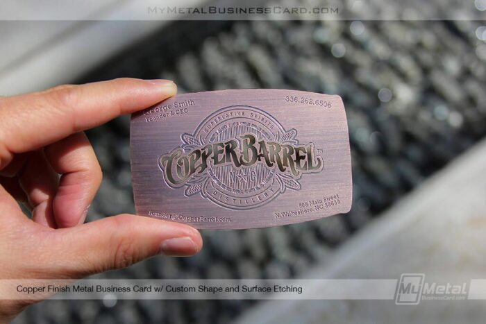 Custom Shape Copper Finish Metal Business Card