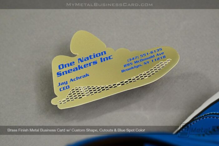 Custom Sneaker Shape Brass Finish Metal Business Card