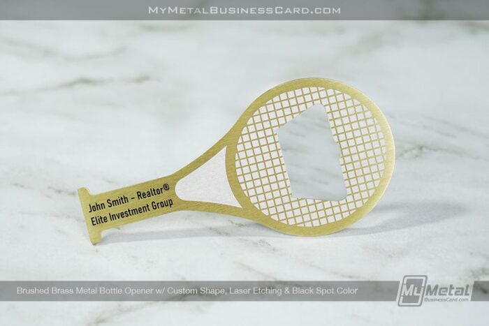 Tennis Racket Shape Metal Bottle Opener Business Card
