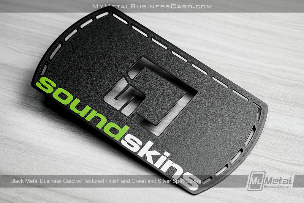 My Metal Business Card | Mmbc Back Metal Business Card With Textured Finish Green Silver Spot Colors