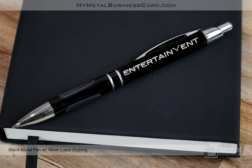 My Metal Business Card | Pen Black Metal With Laser Etched Entertainment Logo