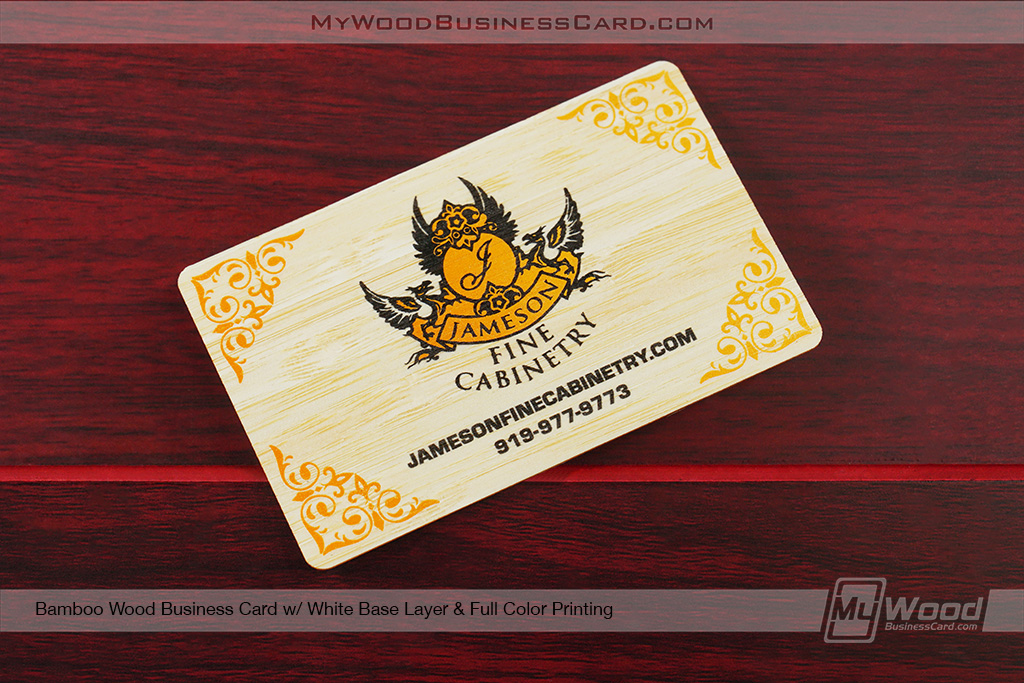 My Metal Business Card | Bamboo Wood Business Card White Base Layer Full Color Printing Jameson