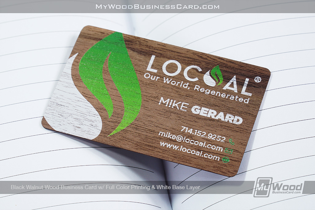 My Metal Business Card | Black Walnut Wood Business Card Full Color Printing White Base Layer Locoal