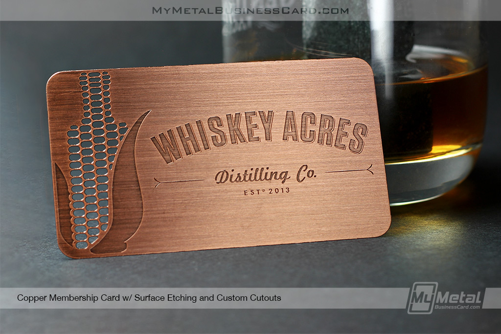 My Metal Business Card | Copper Finish Metal Membership Card For Whiskey Distillery