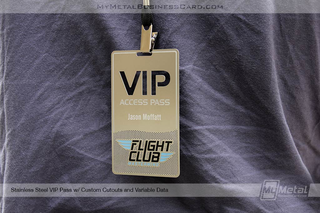 My Metal Business Card | Metal Vip Access Pass With Cutout And Blue Spot Color 452959