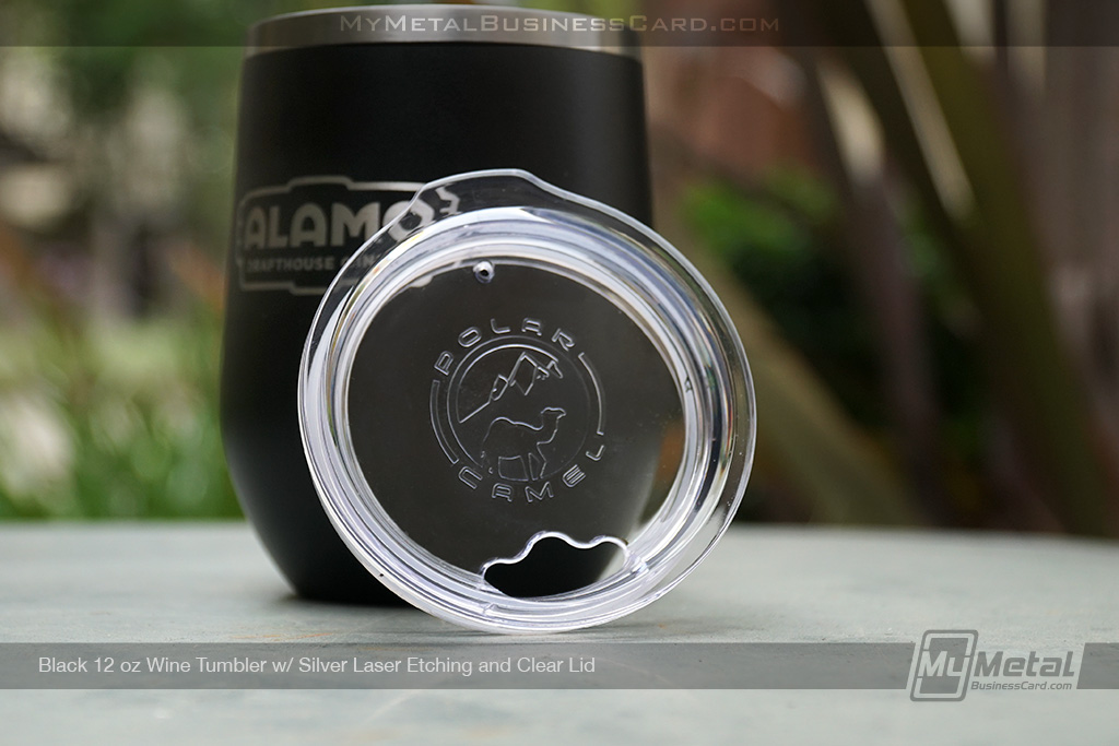 My Metal Business Card | Black Metal 12 Oz Tumbler Custom Etched With Clear Lid