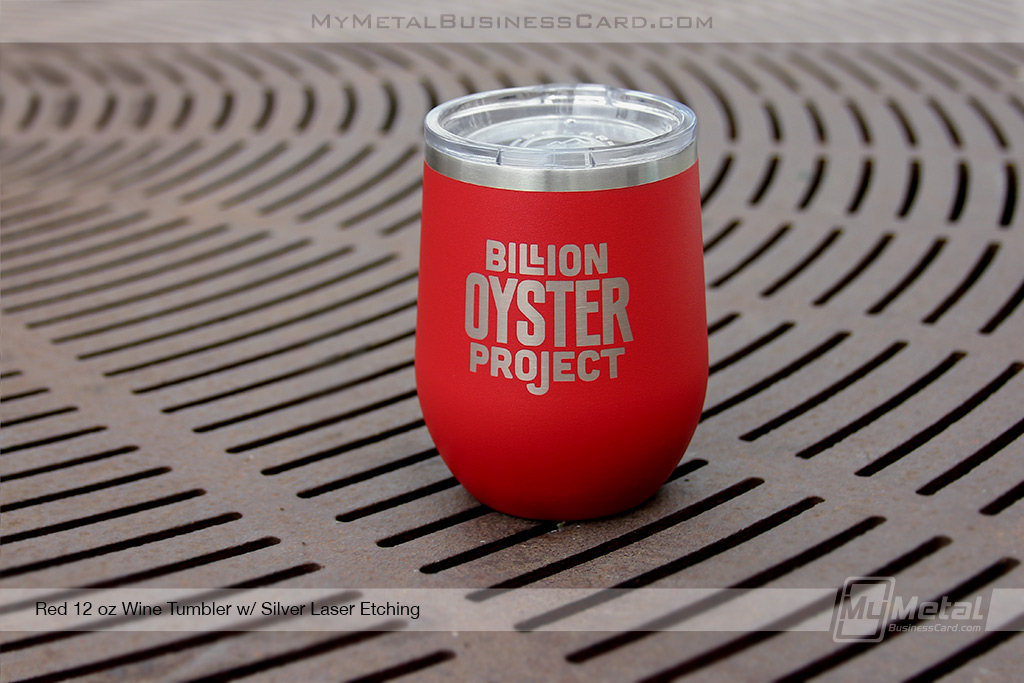My Metal Business Card | Red Metal 12 Oz Tumbler Wine With Custom Laser Etched Logo