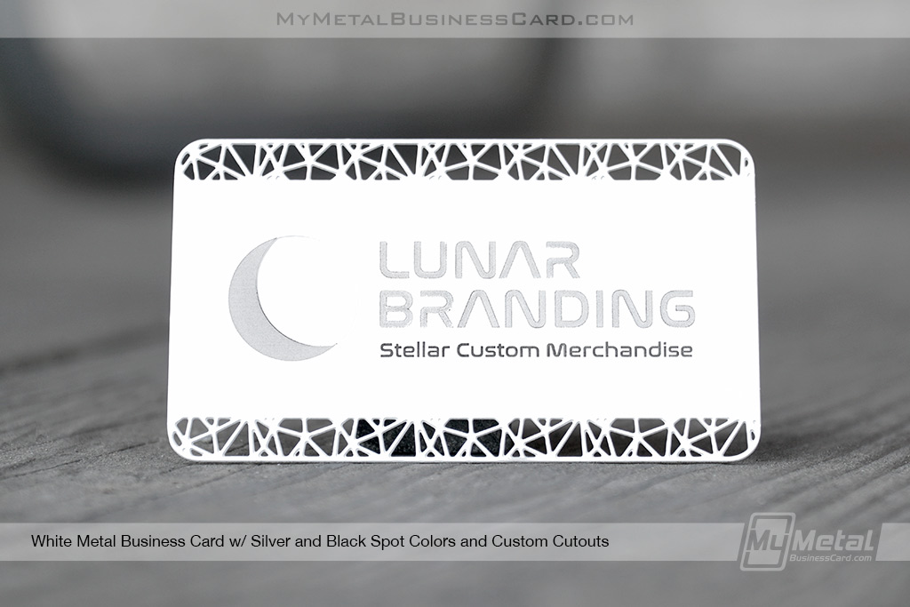 My Metal Business Card | White Metal Business Card With Silver For Lunar Technology Company