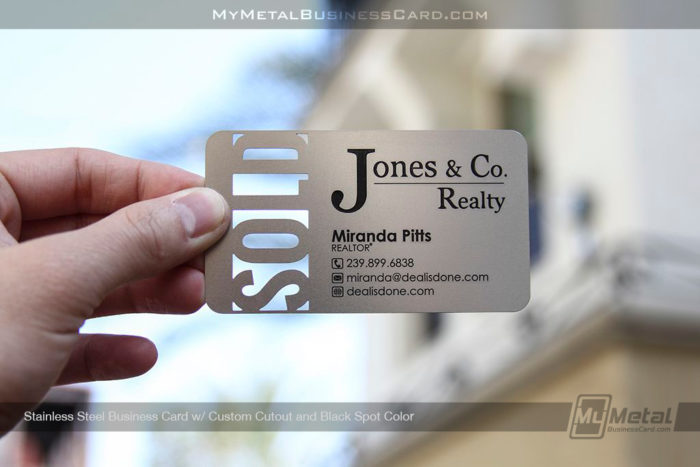 Sold Cut-Through Metal Business Card Design For Real Estate Professionals