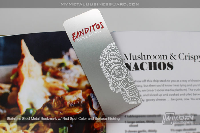 My Metal Business Card | Stainless Steel Metal Bookmark For Restaurant With Decorative Skull Logo