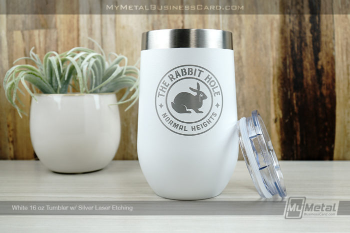 My Metal Business Card | White Metal 16 Oz Tumbler Wine With Etched Logo For Pub