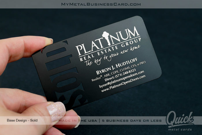 My Metal Business Card | Black Metal Quick Business Card With Sold Cutout Perfect For Realtors