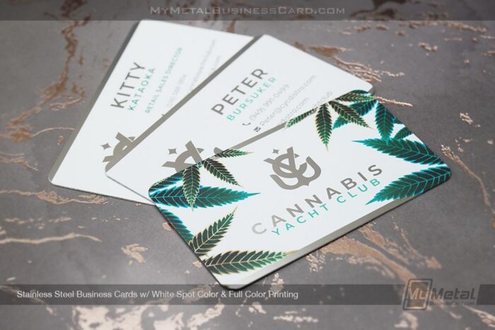 stainless steel business cards white spot color