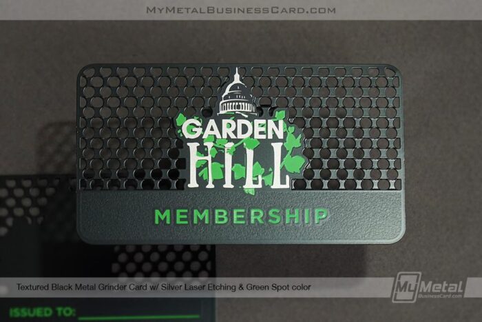 textured black metal grinder card