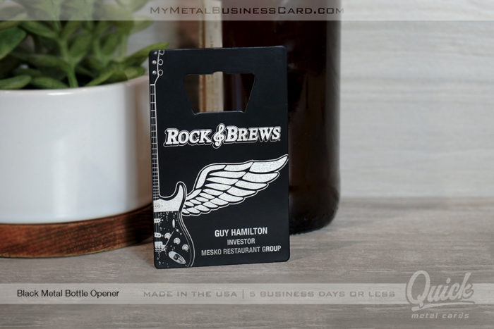 My Metal Business Card | Black Quick Metal Bottle Opener Membership Card For Classic Rock Brewery