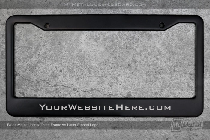 My Metal Business Card | License Plate Frame Black Metal Laser Etched Logo