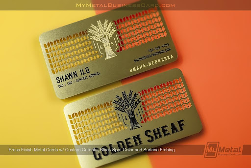 Brass Finish Metal Card For Brewery With Custom Cutouts