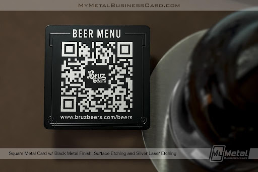 Square Metal Business Card For Breweries With Surface Etching