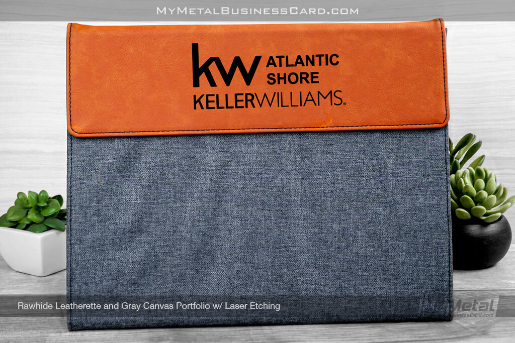Rawhide-Leatherette-Gray-Canvas-Portfolio-Laser-Etching-Keller-Williams