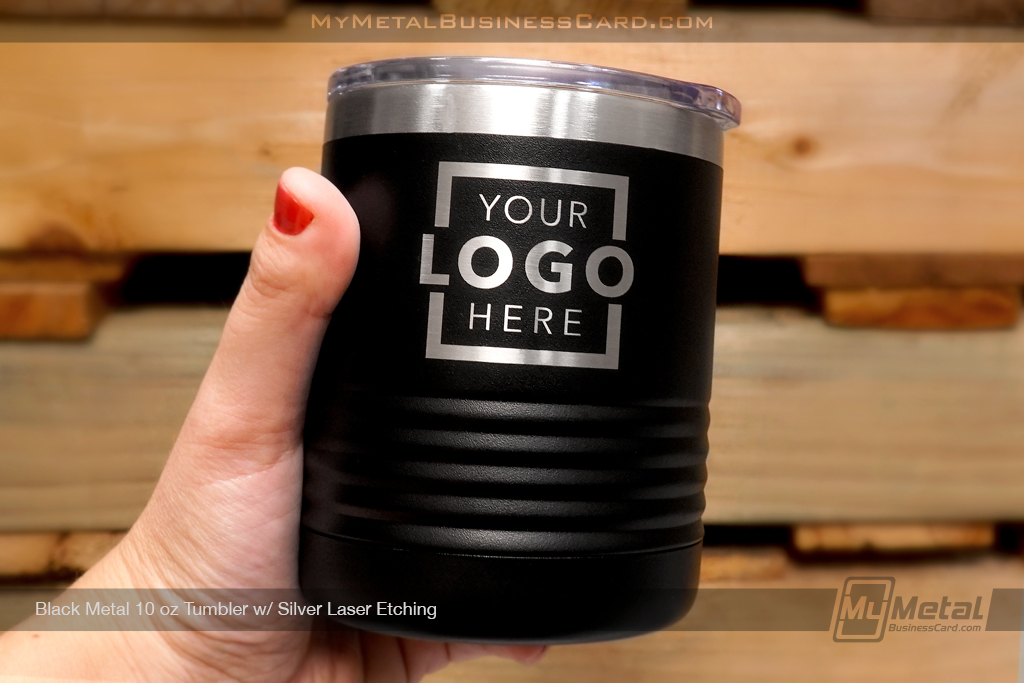 My Metal Business Card | Black Metal 10 Ounce Tumbler With Custom Your Logo