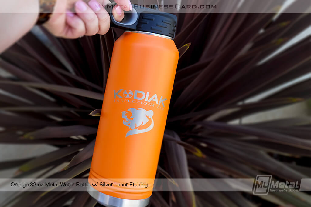 Ornage-Metal-Powder-Coated-Water-Bottle-With-Your-Logo-Etched-Free