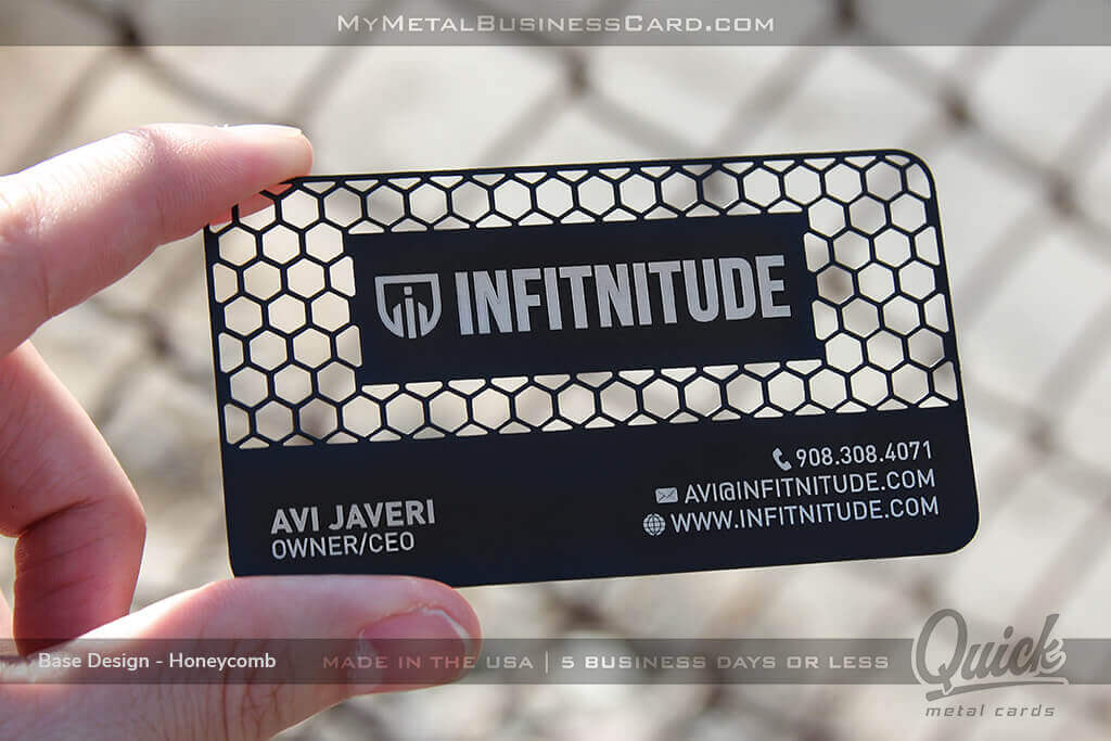 Black Metal Business Card With Base Design &Quot;Honeycomb&Quot; Featured.