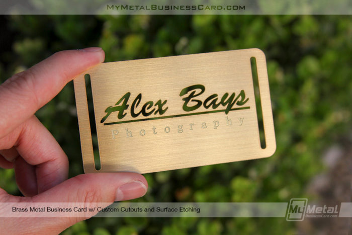 My Metal Business Card | Brass Finish Metal Business Card With Script Logo 453542