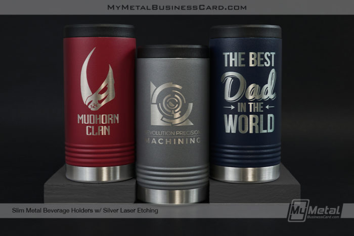 My Metal Business Card | Slim Metal Beverage Holders Silver Laser Etching Classic Colors
