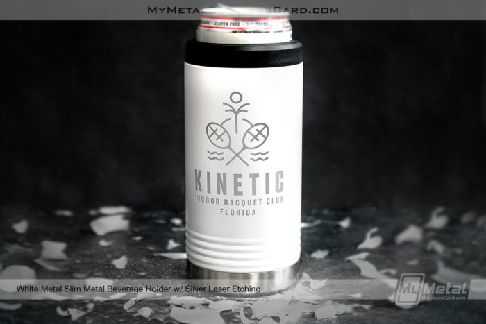My Metal Business Card | White Metal Slim Beverage Holder For Seltzer Drink Smashed Design