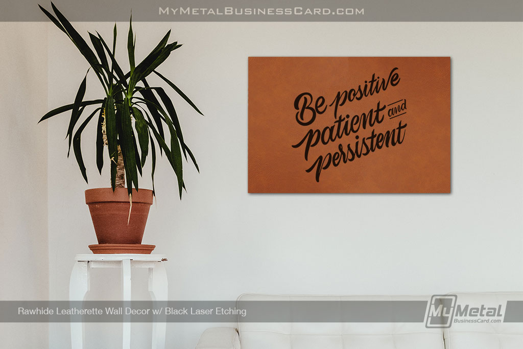 My Metal Business Card | Rawhide Leatherette Wall Decor Inspirational Quote Logo Artwork