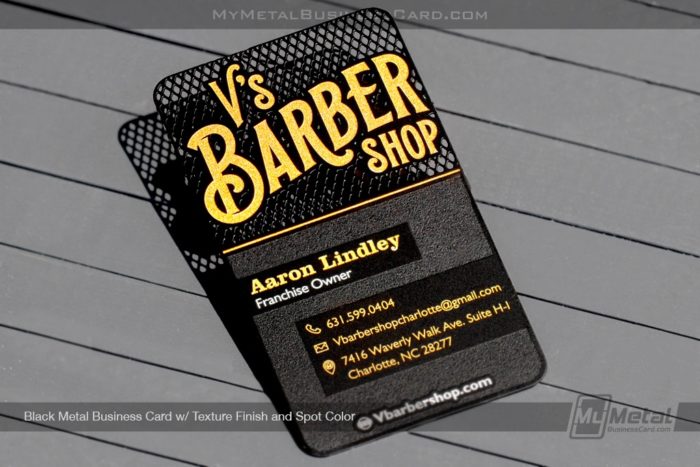 Barber Shop Black Metal Business Card - My Metal Business Card