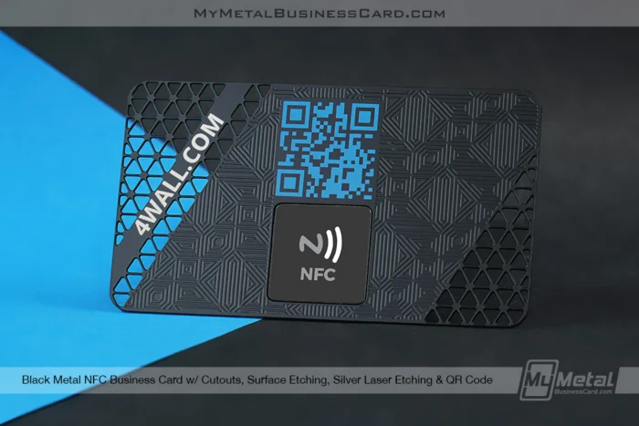 My Metal Business Card |&nbsp;Black Metal NFC Business Card Cutouts Surface Etching Silver Laser Etching QR Code 4Wall