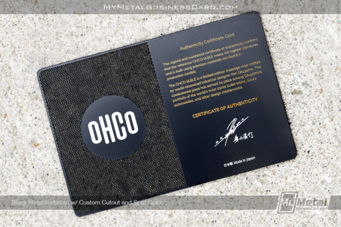 My Metal Business Card | Black Metal Invitation Custom Cutout Spot Color Ohco