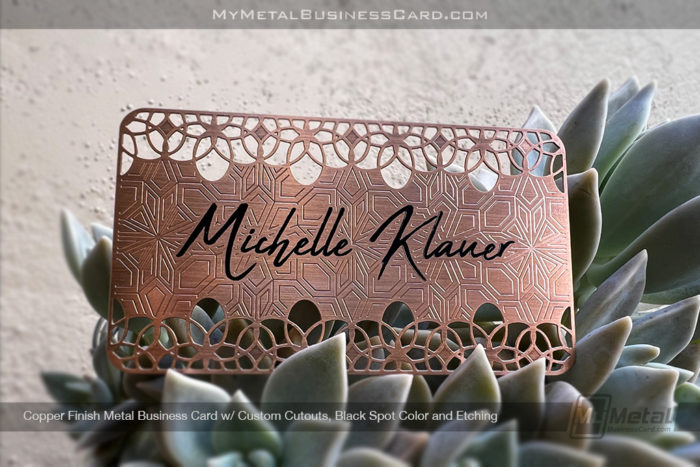 My Metal Business Card | Copper Finish Card With Feminine Style Cutout Design And Signature