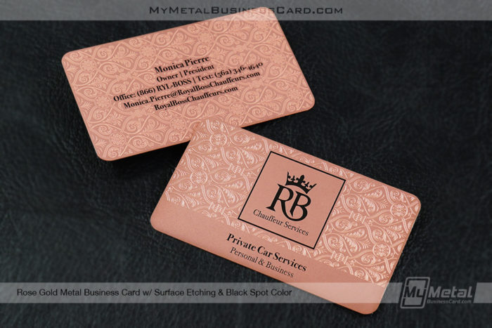 My Metal Business Card | Rose Gold Metal Business Card Surface Etching Black Spot Color Rb 1