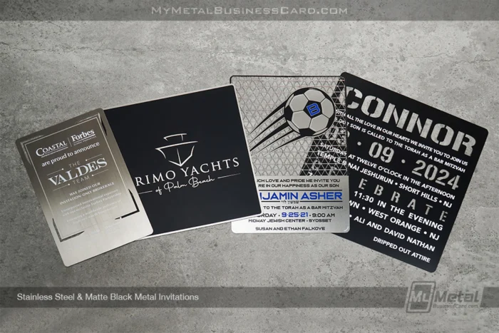 Business Card Sizes and Dimensions Guide 2026 17 My Metal Business Card | Stainless Steel Matte Black Metal Invitations Sizes