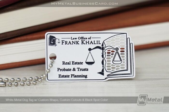 white metal dog tag