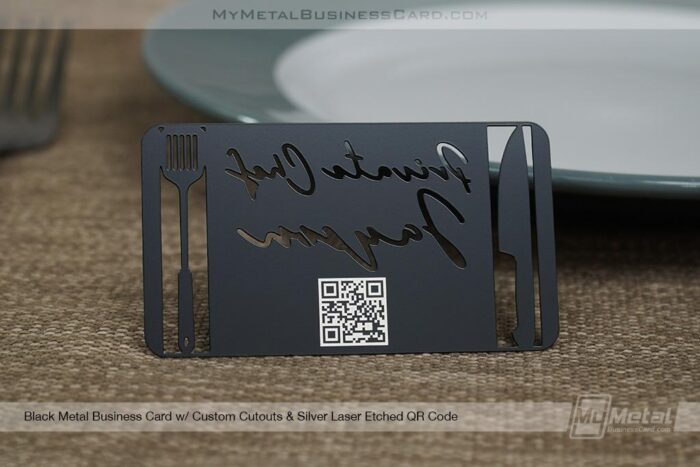 Black Finish Metal Business Card With Qr Code