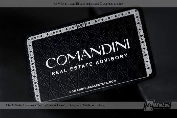 My Metal Business Card | Black Metal Real Estate Luxury Business Card Lux Surface Etching And Silver