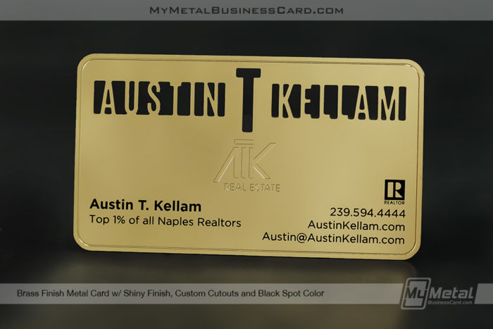 My Metal Business Card | Brass Shiny Gold Finish Lux Metal Business Card For Realtor