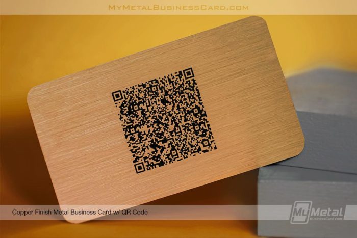 Copper Finish Metal Business Card With Qr Code