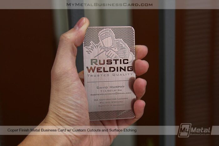 Copper Finish Metal Business Card For Contractors