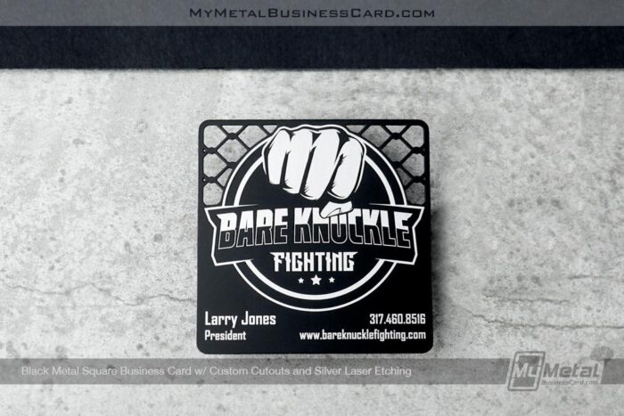 Black Metal Square Business Card