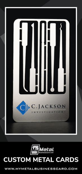 Lock Pick Cards - Stainless Steel Card - My Metal Business Card - Portrait