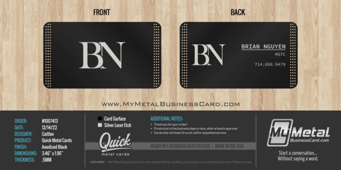 My Metal Business Card | My Metal Business Card Example Of A Proof
