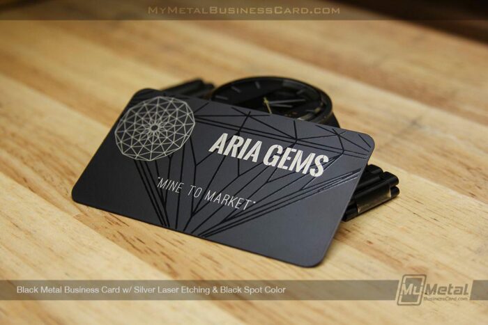 Black Metal Business Card Silver Laser Etching