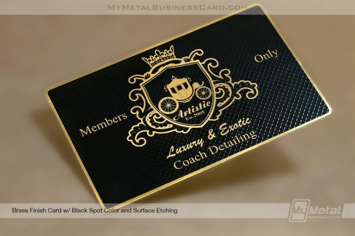 Brass Finish Metal Card Black Spot Color