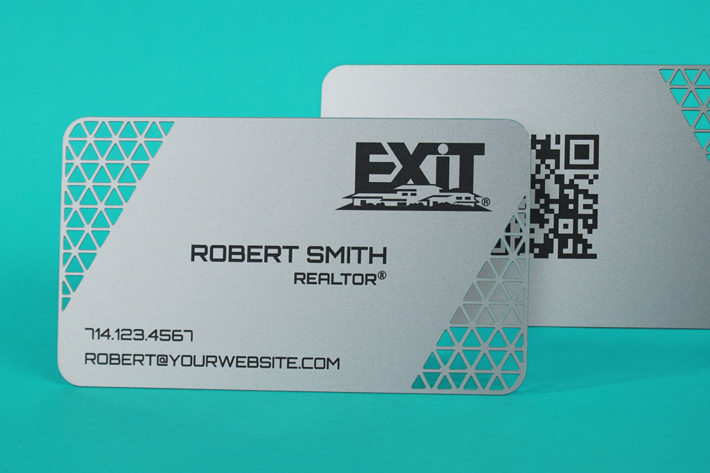 My Metal Business Card | Stainless Steel Quick Metal Cards With Exit Realty Logo