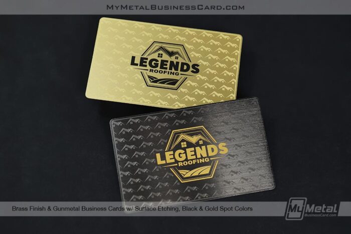 Black Metal And Brass Finish Metal Business Card For Roofing