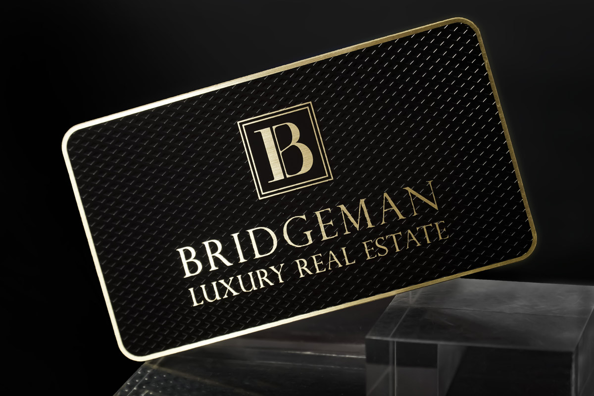 My Metal Business Card | Metal Real Estate Business Cards Luxe Brass Finish